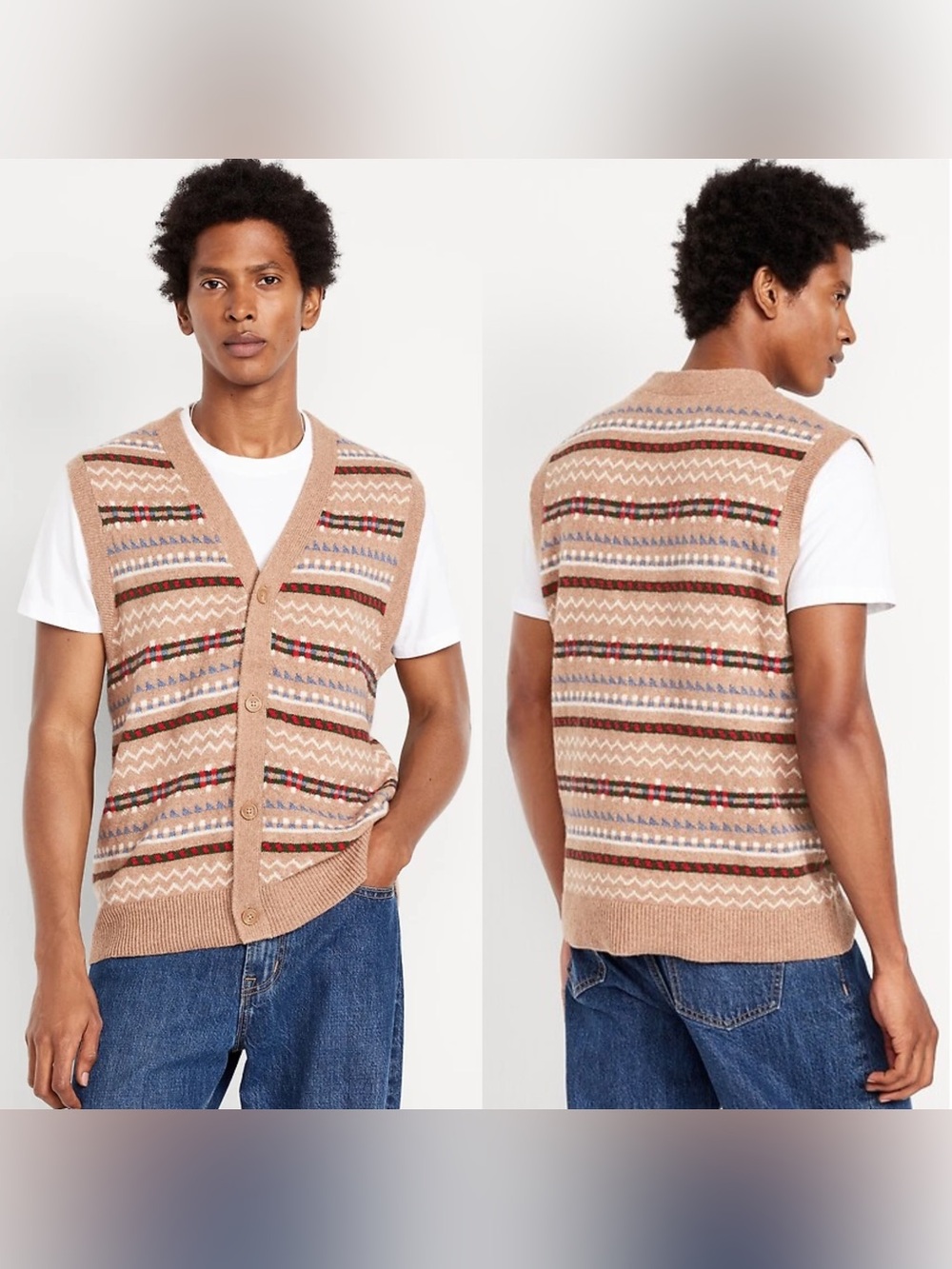 NWT SoSoft Fair Isle Zigzag Vest Sz M Nordic Cottagecore Fairy Cabin Chic Boho